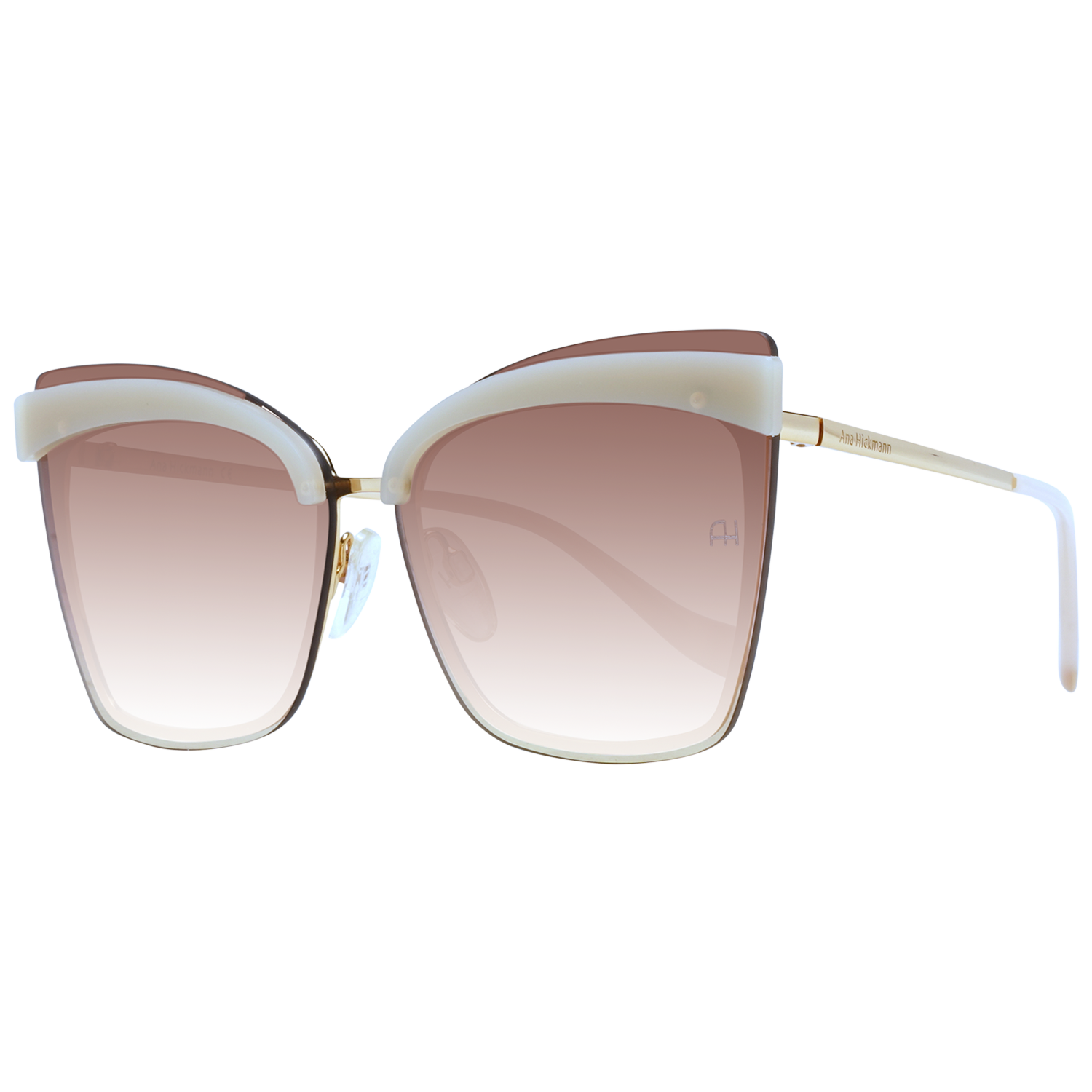 Ana Hickmann Fjärilsform Solglasögon i Beige