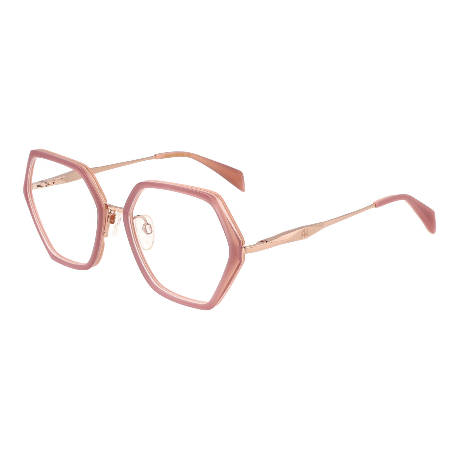 Ana Hickmann Geometrisk Glasögonbåge i Ros