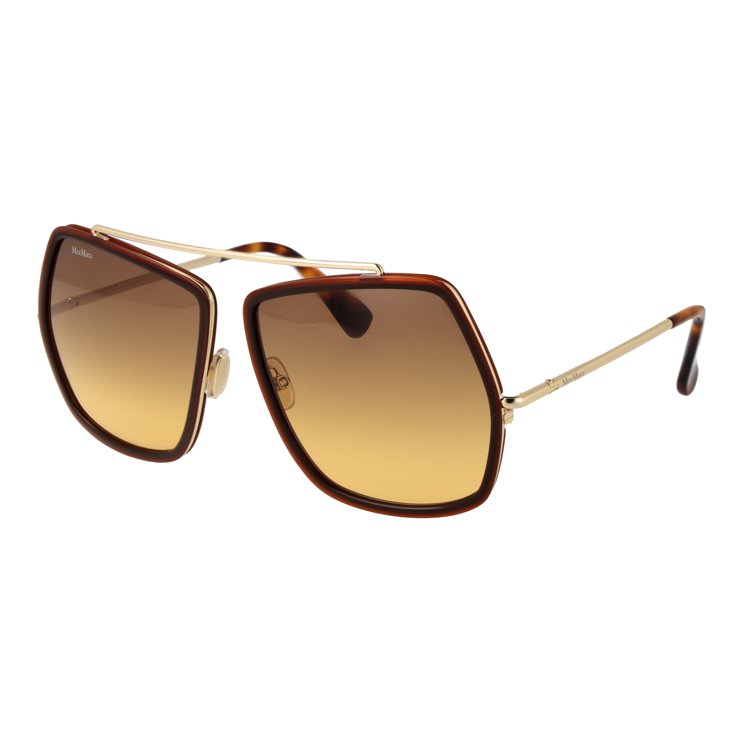 Max Mara Geometrisk Solglasögon i Brun